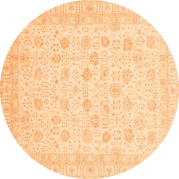 Ahgly Company Indoor Round Oriental Orange Traditional Area Rugs, 6' Round