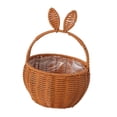 thumbnail image 2 of Cesta tejida con orejas de conejo de Pascua, adorable y cesta organizadora de ratán sintético para picnic, decoración del hogar para fiestas, Café, 2 of 8