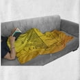 thumbnail image 6 of Austin Soft Flannel Fleece Throw Blanket, Minimal Texas City Linear Skyline with Typographic Design Doodled Sun, Cozy Plush for Indoor and Outdoor Use, 50" x 70", Yellow and Orange, by Ambesonne, 6 of 6