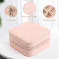 thumbnail image 4 of Small Travel Jewelry Case, Portable Jewelry Organizer Travel Case Leather Jewelry Box Travel Mini Storage Organizer Portable Display Storage Box For Rings Earrings Necklaces Gifts (Pink), 4 of 7