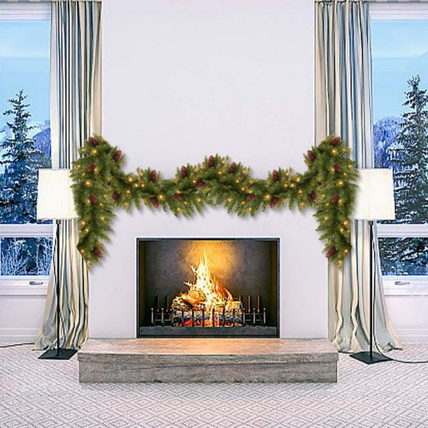 Guirnalda de ratán de hierba de cola de Navidad 5.9ft | Vegetación de goma suave realista | Decoración colgante escandinava para marco de puerta, chimenea, ventana | Decoración navideña artificial