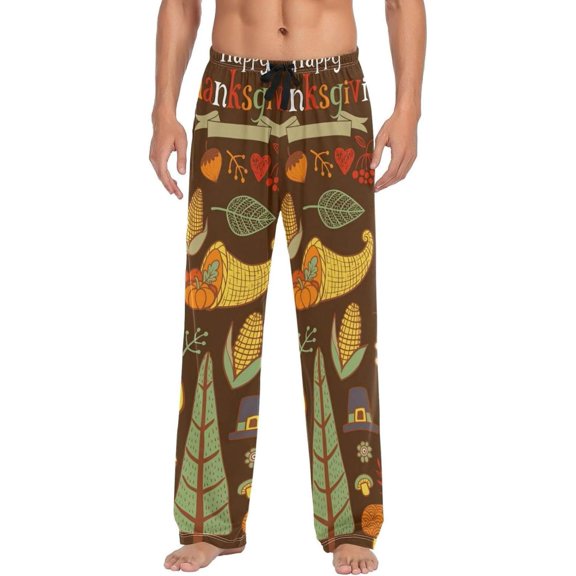 GZHJMY Happy Thanksgiving Pajama Pants For Men, Men's Separate Bottoms, Lounge Pants with Pockets, Christmas New Year Birthday Gifts, Medium, Christmas New Year Birthday Gifts, Medium