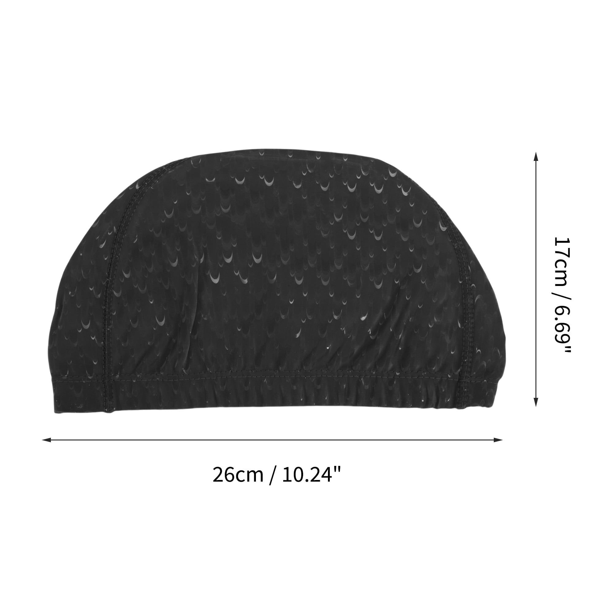 Unique Bargains Pleated Style Swimming Cap 1 Pc Black