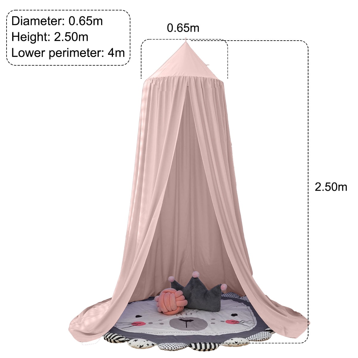 Bed Canopy for Girls, Soft Pink Princess Canopy for Girls Bed, Dreamy Decor Frills Bed Canopies for Kids Room, Hanging Canopy Bedding Drapes Toddler Reading Nook Play Tent