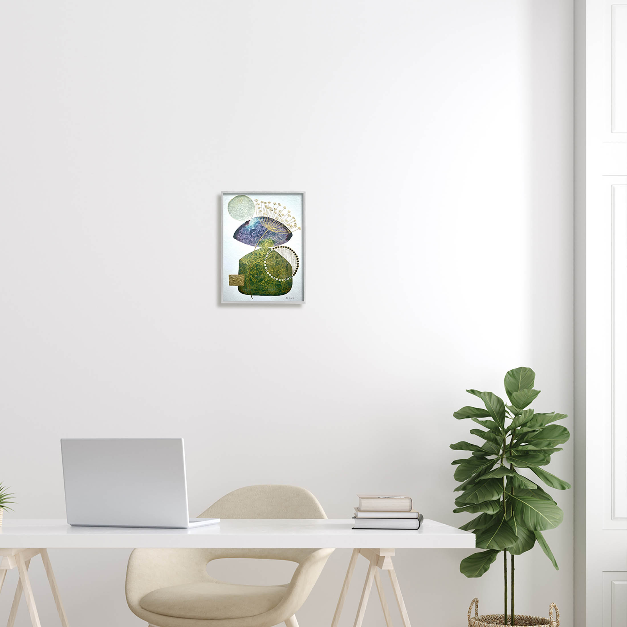Mossy Botanical Contemporary Nature Abstract Graphic Art Gray Framed Art Print Wall Art