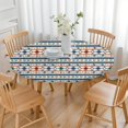thumbnail image 3 of Blue and Orange Geometric Boho Pattern Round Fitted Tablecloth with Elastic Edge,Dining Table Cover Waterproof,Outdoor Round Tablecloth for Camping,Dining,Indoor and Outdoor, 3 of 7