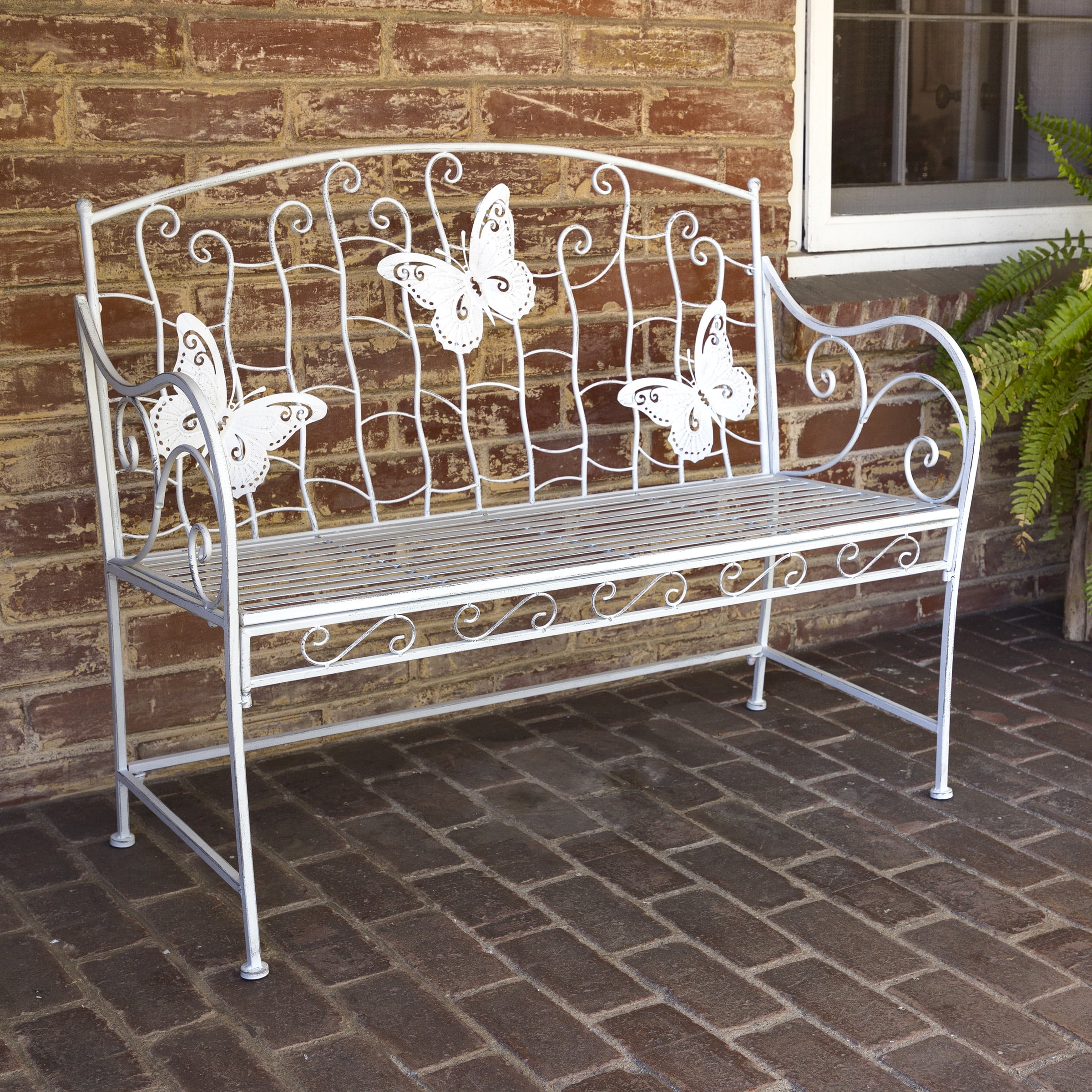 Wrought Iron Children's Daisy Bench Country Flowers 