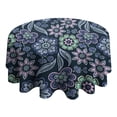 thumbnail image 4 of Pioneer Flower Floral Print Pattern Round Tablecloth 60"x60",Wrinkle Wipeable Table Cloth for Kitchen Dining Room Picnic Patio Party, 4 of 6