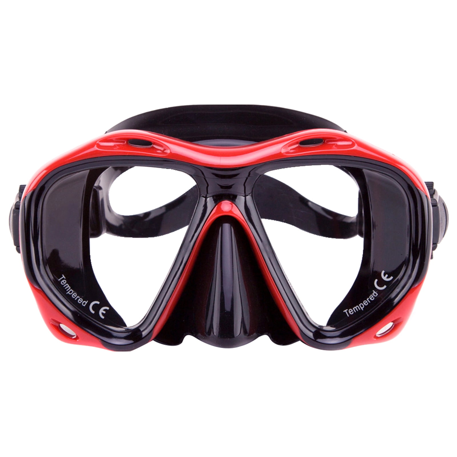 Adult Swimming Goggles Tempered Glass Wide View Antifog Snorkel Mask