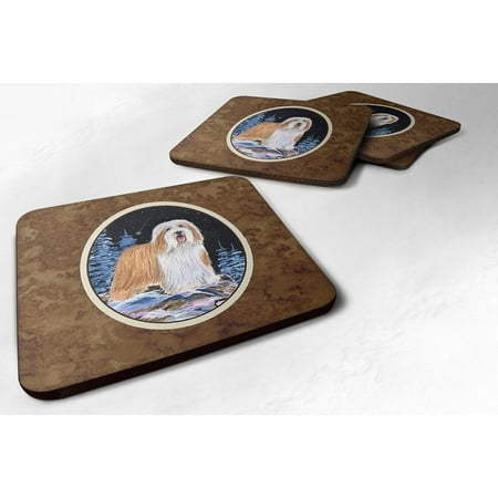 

Carolines Treasures SS8451FC Starry Night Bearded Collie Foam Coaster Set of 4 3 1/2 x 3 1/2 multicolor