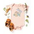 thumbnail image 7 of Ink Printed Image NOT a Quilt Patch - Easter Floral Bunny Faux Patchwork Baby Bodysuit Peach Bodysuit Newborn, 7 of 7