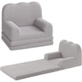 thumbnail image 1 of Para niños' 2-in-1 convertible couch: teddy fleece fabric para niños pequeños sofa chair, soft fold-out couch lounger para playroom, nursery, birthday gift - green, 1 of 7