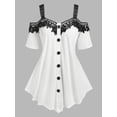 thumbnail image 1 of Camiseta Panel Encaje Hombros Descubiertos Tamaño Plus Rosegal Camisetas tallas grandes, 1 of 5