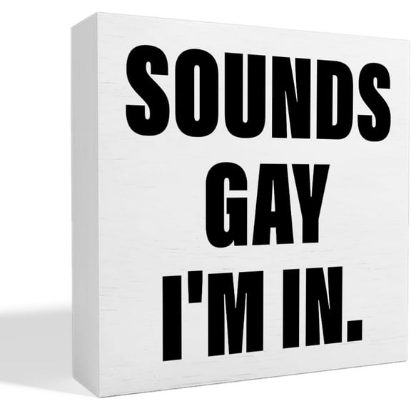 Zomyto 5x5 Inches LGBT Decor Wooden Box Sign, LGBT Rainbow Pride Desk Decor, LGBTQ Lesbian Gay Queer Decoration LGBT Pride Month Gifts, Sounds Gay I'm in