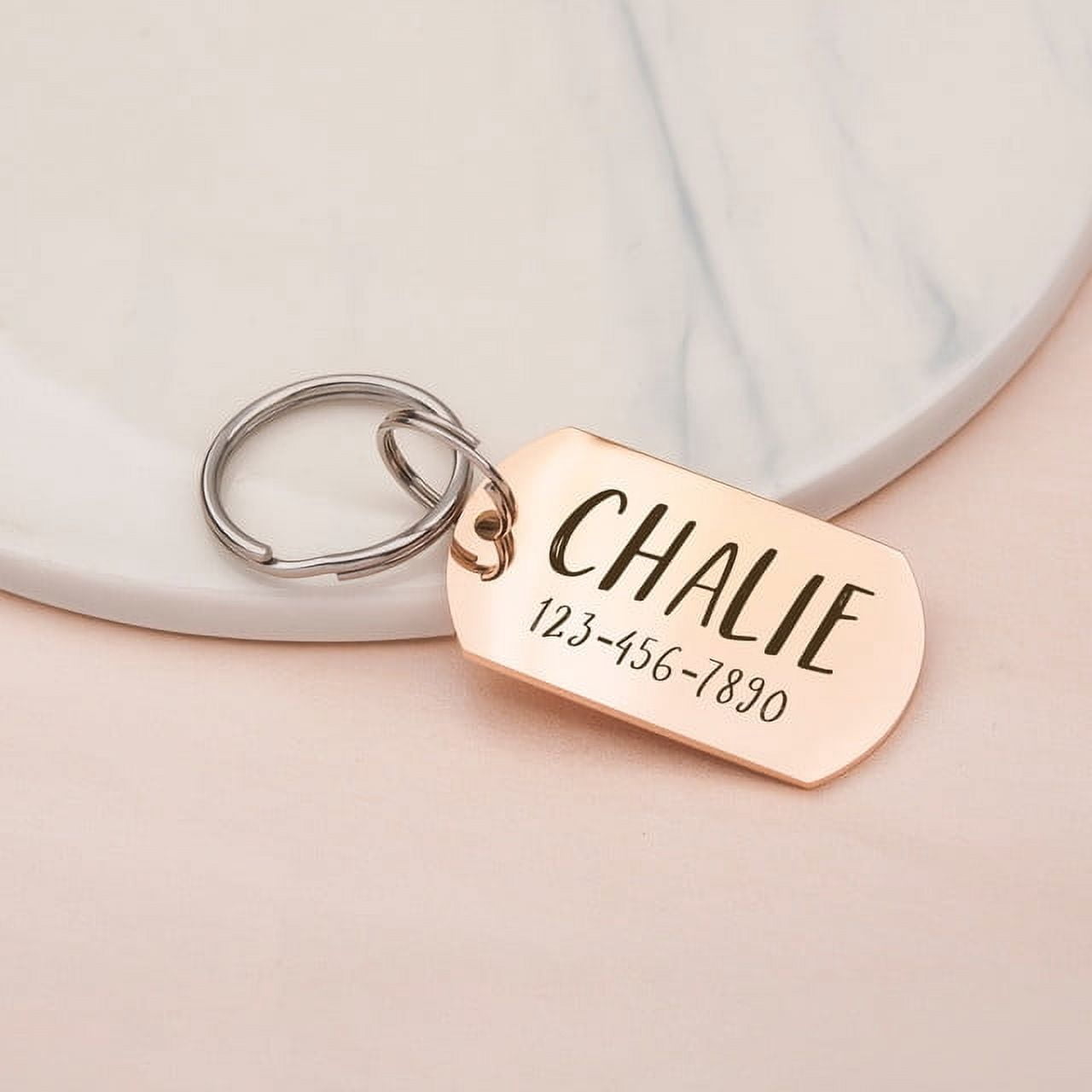 Anavia Stainless Steel Oval Name and Phone Number Engraved Dog ID Tag, Gold, S