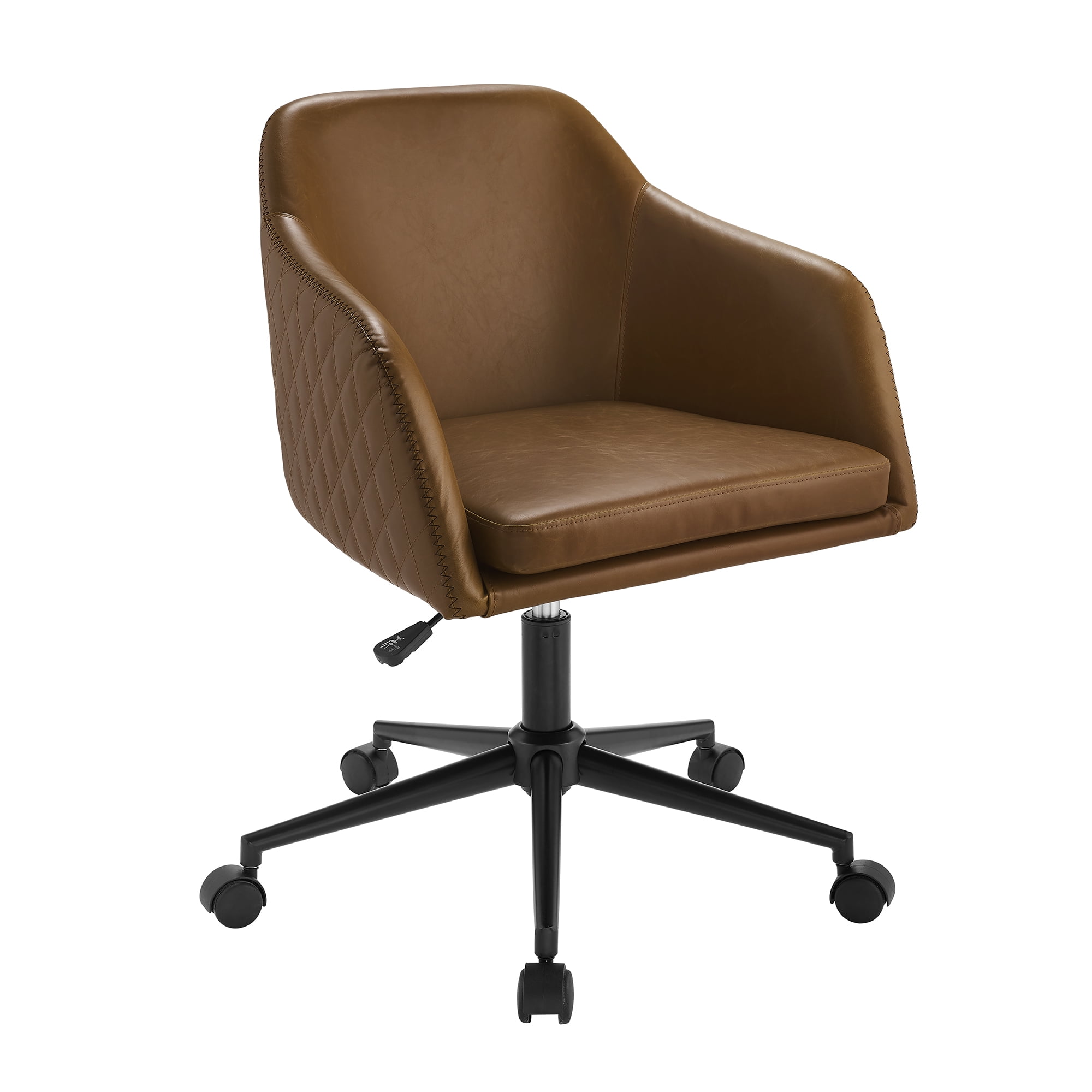 Manor Park Mid Century Modern Barrel Swivel Office Chair, Whiskey Brown