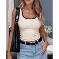 thumbnail image 4 of Womens Summer Square Neck Ribbed Slim Fitted Spaghetti Strap Tank Tops XL, 4 of 7