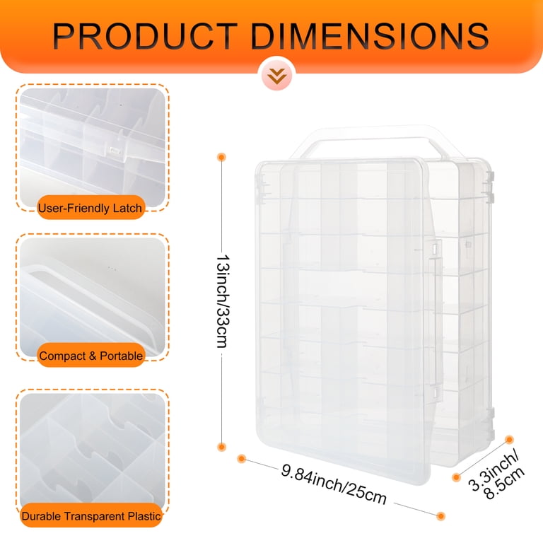 EupHHonycs Double-Sided Thread Organizer Box – 2 Pack, 46 Grids, Clear Plastic For Sewing & Crafts