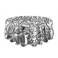 thumbnail image 5 of Black White Football Elements Pattern Round Tablecloth 60"x60",Wrinkle Wipeable Table Cloth for Kitchen Dining Room Picnic Patio Party, 5 of 6