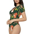 thumbnail image 2 of KLL Women 's Crew Neck Bodysuit Jumpsuits Forest Squirrel Print Short onesies Stretch T Shirts, 2 of 7