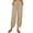 Khaki, variant on Babysbule Women's Solid Straight Pants Casual Loose Trouser Wide Ninth Pants Cotton And Linen Pants