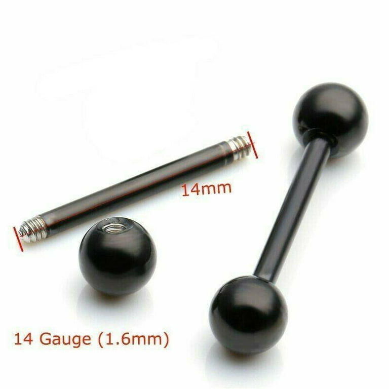 5/10X 14G Flexible Silicone Bar Steel Ball Barbell Tongue Ring Nipple  Piercing