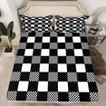 thumbnail image 2 of Homewish Black White Grid 3pcs Twin Sheet Sets For Kids Children Teens,Geometric Buffalo Twin Fitted Sheet,Minimalist Abstract Breathable Flat Sheet,Microfiber Bedroom Decor, 2 of 7