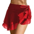 thumbnail image 2 of Swimsuit Coverup Beach Bikini Skirt 2 Wear Summer Chiffon Ruffled Skirt Red Swimsuit Cover Up, 2 of 5