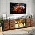 thumbnail image 5 of 63"W Dresser for Bedroom TV Stand Dresser with LED Lights & Power Outlets & 8 Drawers,Dresser for 60 65 70 Inch TV,Long Fabric Dresser,Rustic Brown, 5 of 8