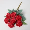 thumbnail image 4 of Decoración Del Hogar Ramo de 7 rosas artificiales realistas con tallos para centros de mesa de boda y decoración del hogar (rojo, 1 pieza) Rkxzt, 4 of 8