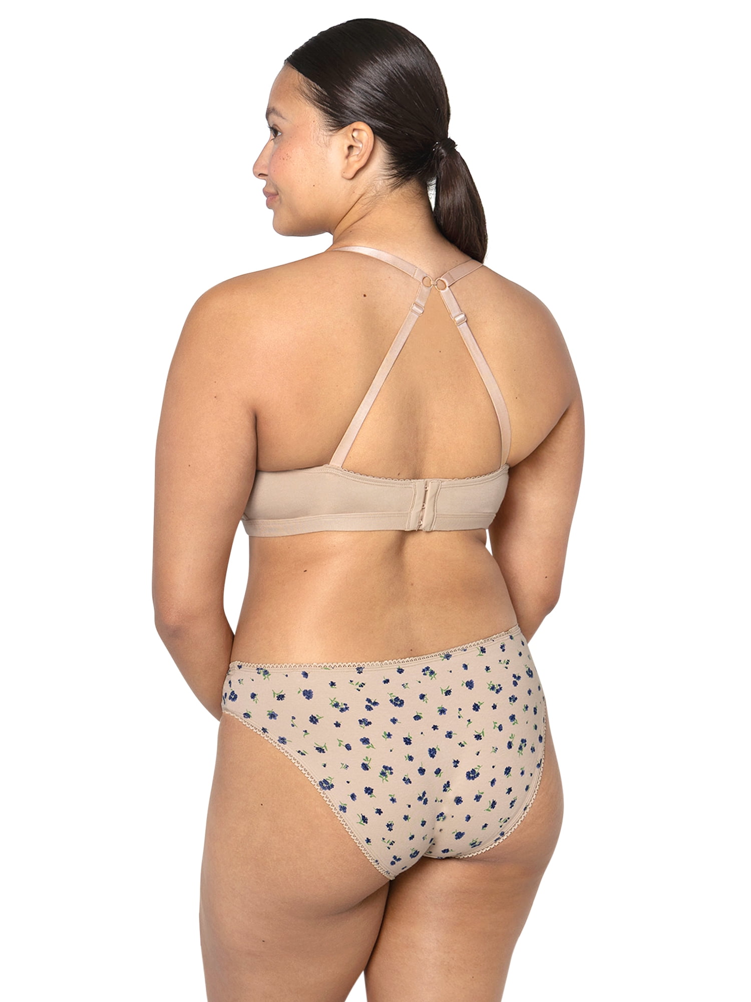 fresh collection by Fruit of the Loom Women's Cotton Triangle Bralette and Bikini Underwear Set