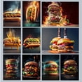 thumbnail image 2 of Póster de comida deliciosa, hamburguesa, perrito caliente, queso, verduras, carne de res, impresión en lienzo, pintura, arte de pared, imagen para sala de estar, decoración del hogar, 2 of 5