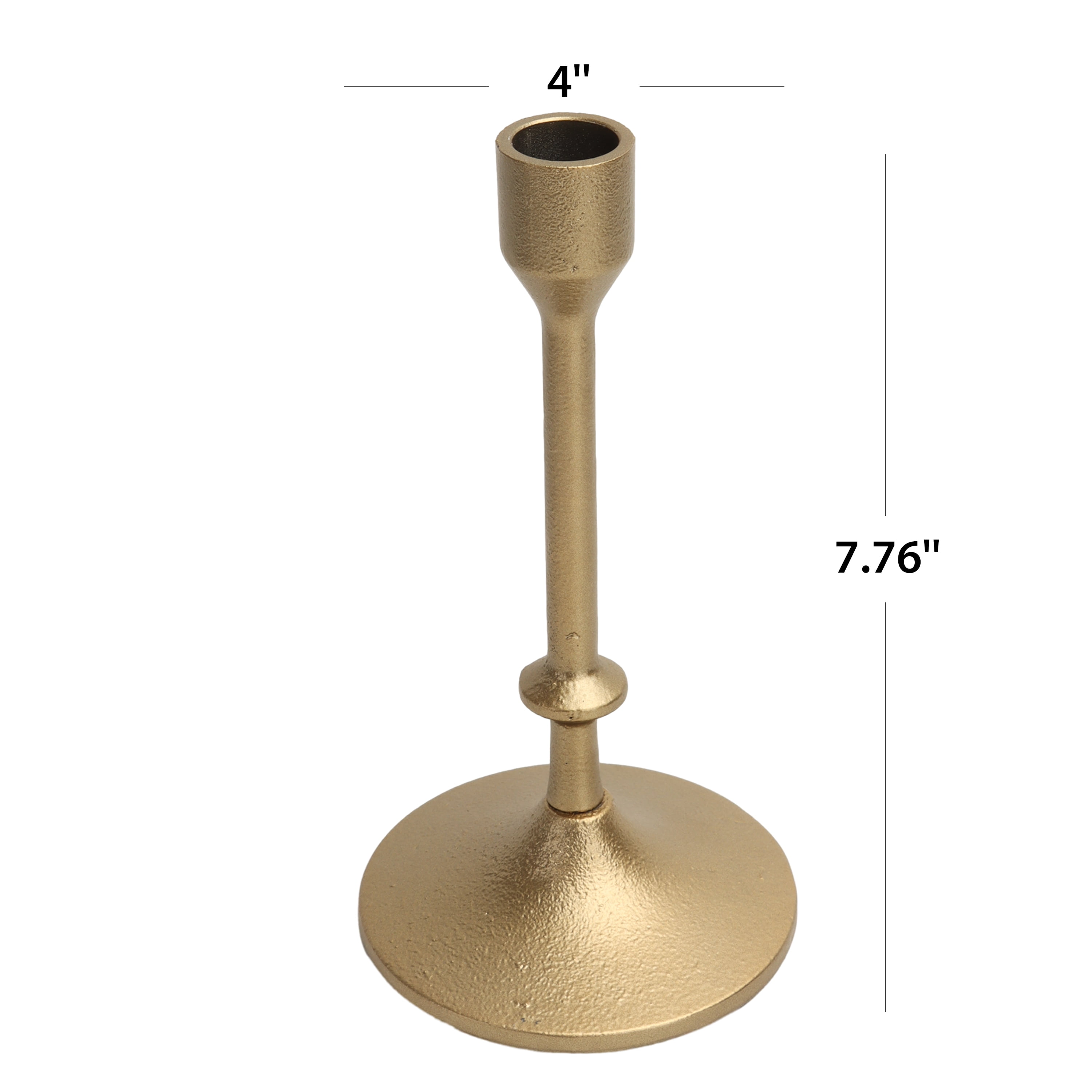 (4 pack) Better Homes & Gardens Gold Cast Iron Taper Candle Holder, 7.8 in, Large
