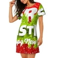 thumbnail image 2 of Fotbe Merry Christmas Bata de Dormir para Mujer con Estampado, Camisón de Algodón de Manga Corta, Ropa de Dormir Casual, 2 of 6