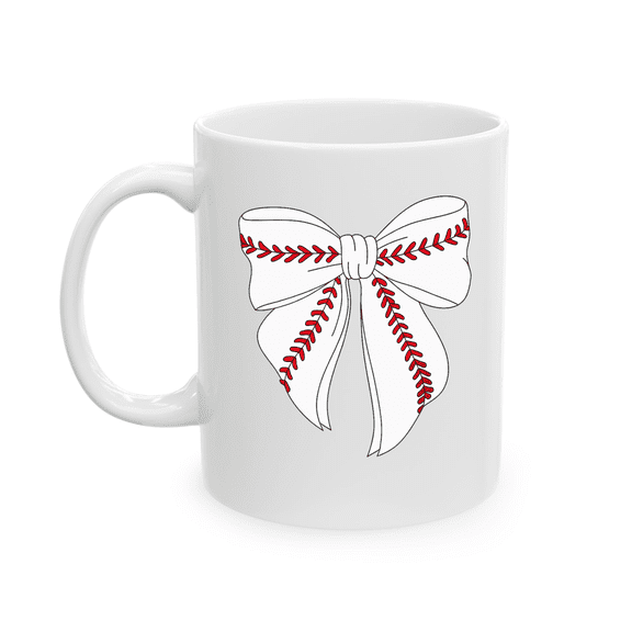 Cute Baseball Coquette Bow For Women Girls Baseball Mom Mama Mug For Coffee Lover, Funny Ceramic Mug 11Oz-15Oz