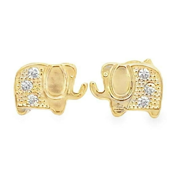 18K Gold Filled CZ Elephant Stud Earrings