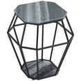 thumbnail image 7 of Coast to Coast Accents Modern Sleek Black Octagonal Accent Table 20 1/4" White Marble Tabletop for Living Room Bedroom Bedside, 7 of 7
