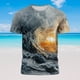 thumbnail image 2 of Ceisia Men's Slim Fit Short Sleeve T-Shirt 3D Natural Landscape Print Ocean & Wave Spring Summer Shirt Gift, 2 of 6
