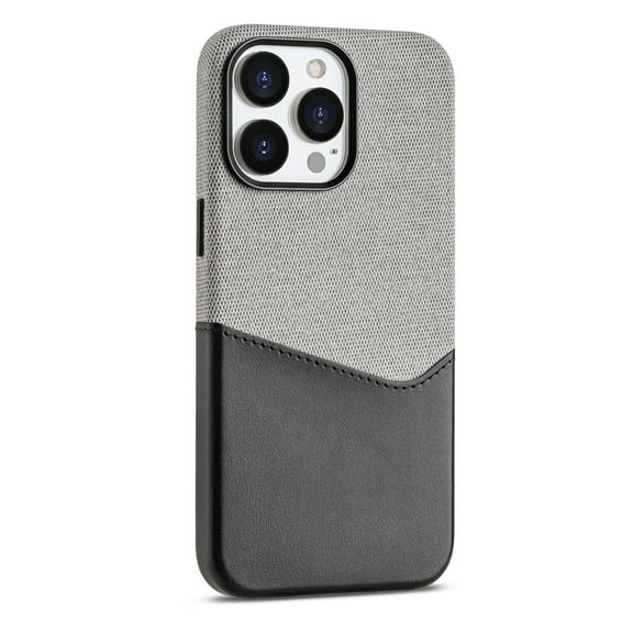 Allytech Stylish Patchwork Color Case for iPhone 15 Plus with Card Holder, [Slim & Light] PU Leather Cover Support Wireless Charging, Camera & Screen Protection Shockproof Case - Black