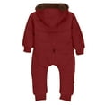 thumbnail image 4 of ATOGUTA Boys Girls Fleece Jumpsuit Winter Clothes Suit Hooded Jumpsuit Romper Bear Outfit Infant Warm Coat Outwear Overcoat Size 6M-3T, Red, 4 of 5