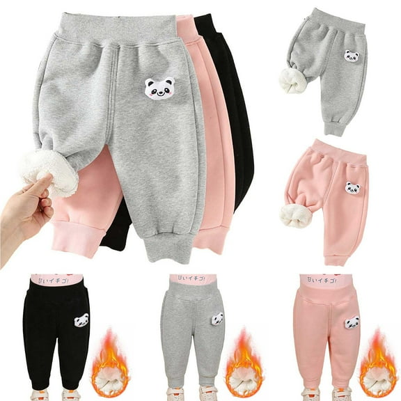 THDHVS Leggings for Girls,Girls Leggings,Girls Warm Jeggings Imitation Print Leggings Girl's Stretchy Pants Kids High Waist Slim Pants Black 12-18 Months