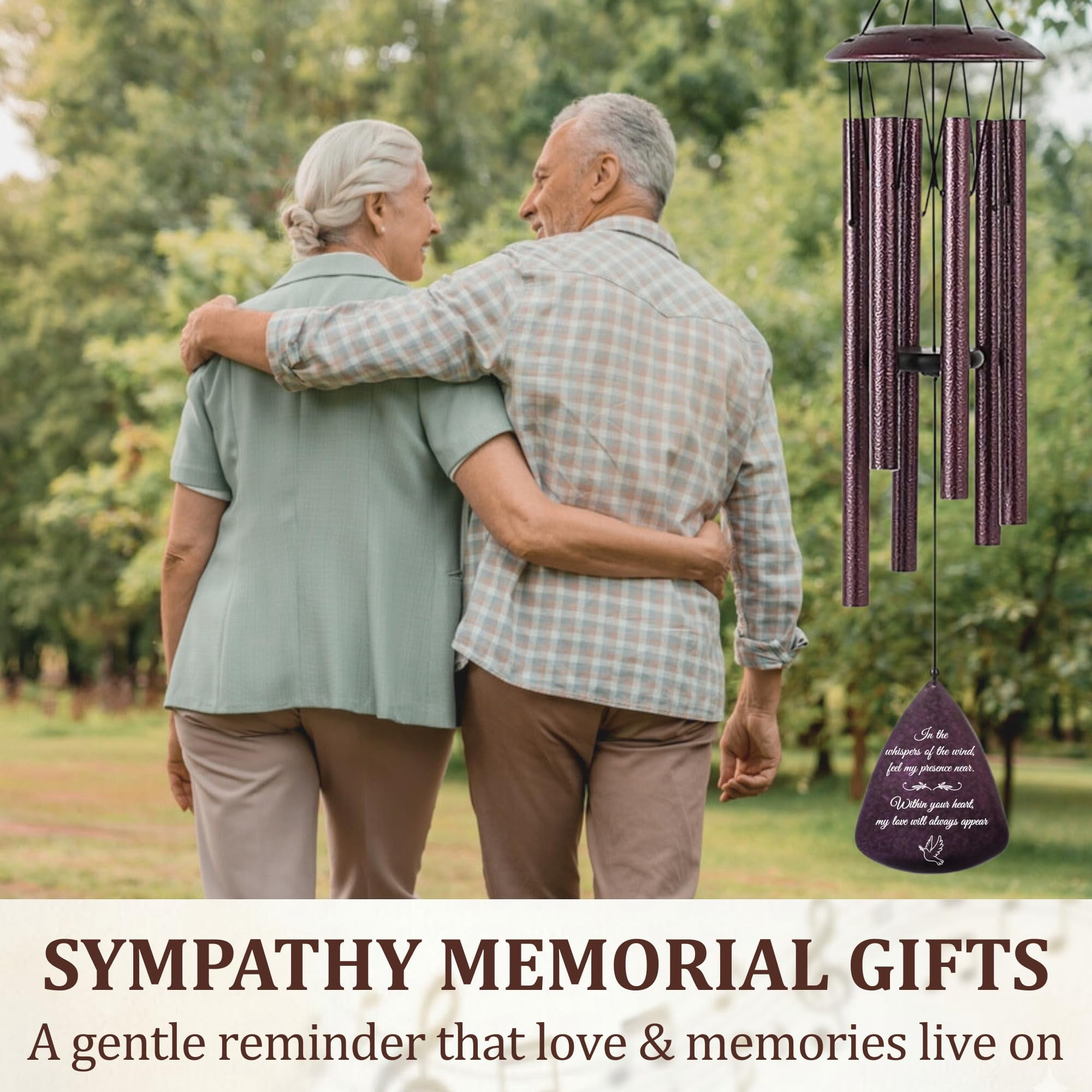 Memorial Wind Chimes For Loss Of Loved One  33.5 Inch Outside Windchimes In Memory A Sympathy Bereavement Remembrance Funeral Gift