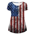 thumbnail image 4 of Ecqkame American Flag Shirt Tops Womens 4th of July T-Shirts Women's Independence Day Patriotic V-neck Button-down Meat Covered Short Sleeve Tops Dark Blue XXL, 4 of 5