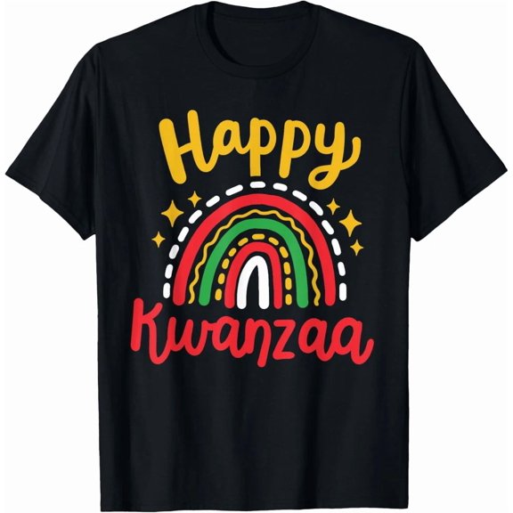 Happy Kwanzaa Retro Groovy Kids Design Holiday Graphic Design Unisex T-Shirt, up to Size 5XL