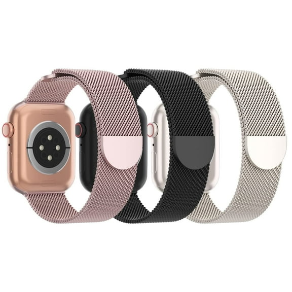 3 Pack Compatible with Apple Watch Bands for Women Men 40mm 41mm 38mm 42mm 44mm 45mm 49mm 46mm Series 10 9 8 7 6 5 4 3 2 1 Ultra SE,Stainless Steel Metal Strap Magnetic Clasp for iWatch Bands