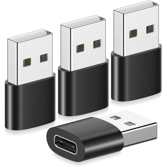 USB C Female to USB Male Adapter(4 Pack), yootech USB-C to USB Adapter,Type C to A Power Charger Cable Connector Compatible with iPhone 13 12 Mini Pro Max,Samsung Galaxy S21, iPad Mini Air Pro (Black)