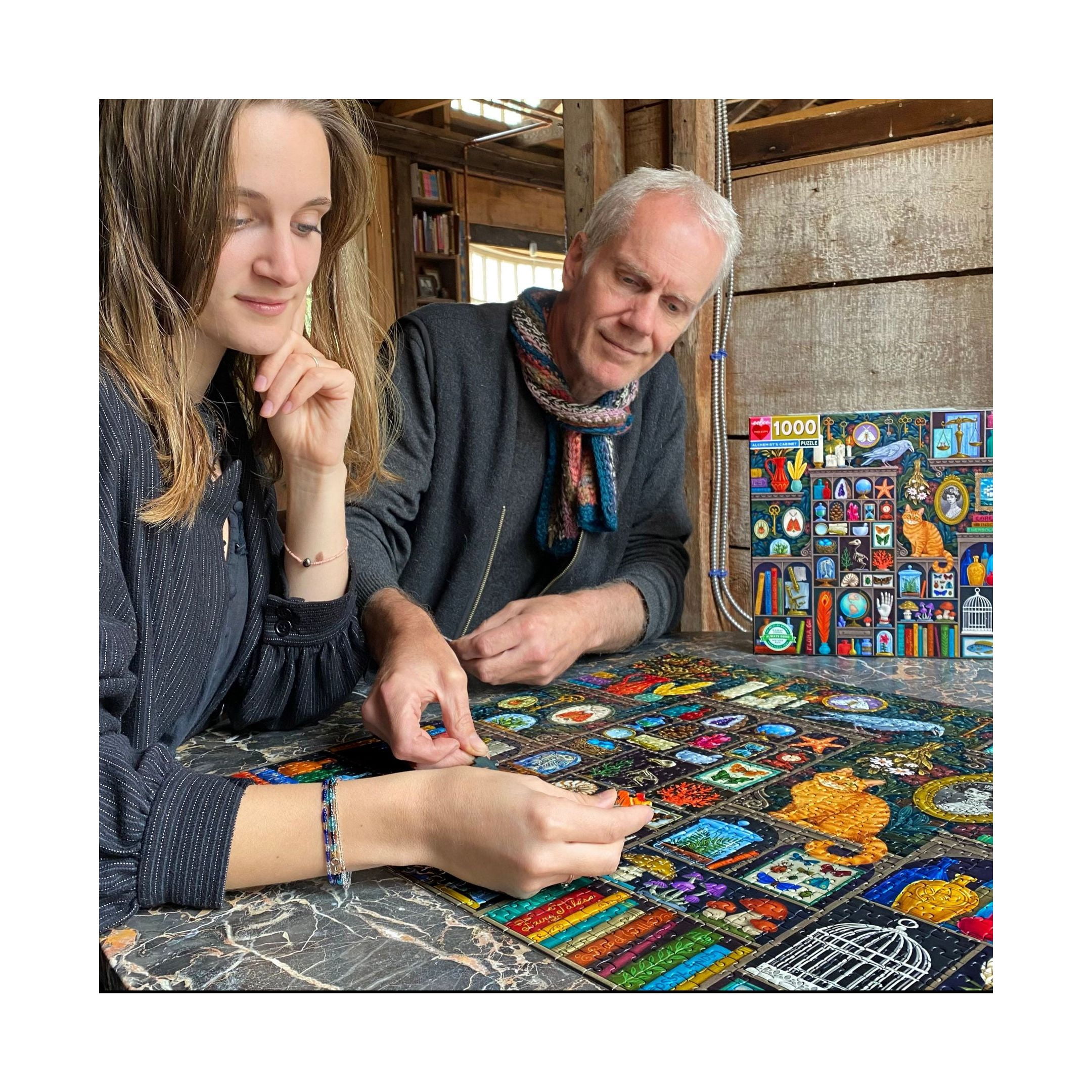 eeBoo Piece and Love Alchemist Cabinet 1000 Piece  Square Jigsaw  Puzzle, 23" x 23" square by Illustrator Vasilisa Romanenko, Ages 14 and Up