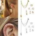 thumbnail image 3 of Pendientes de Clip de hojas de Color de plata para mujer y hombre, aretes creativos simples en forma de C, sin perforación, conjunto con rizador de oreja, regalo de joyería de tendencia, 3 of 4