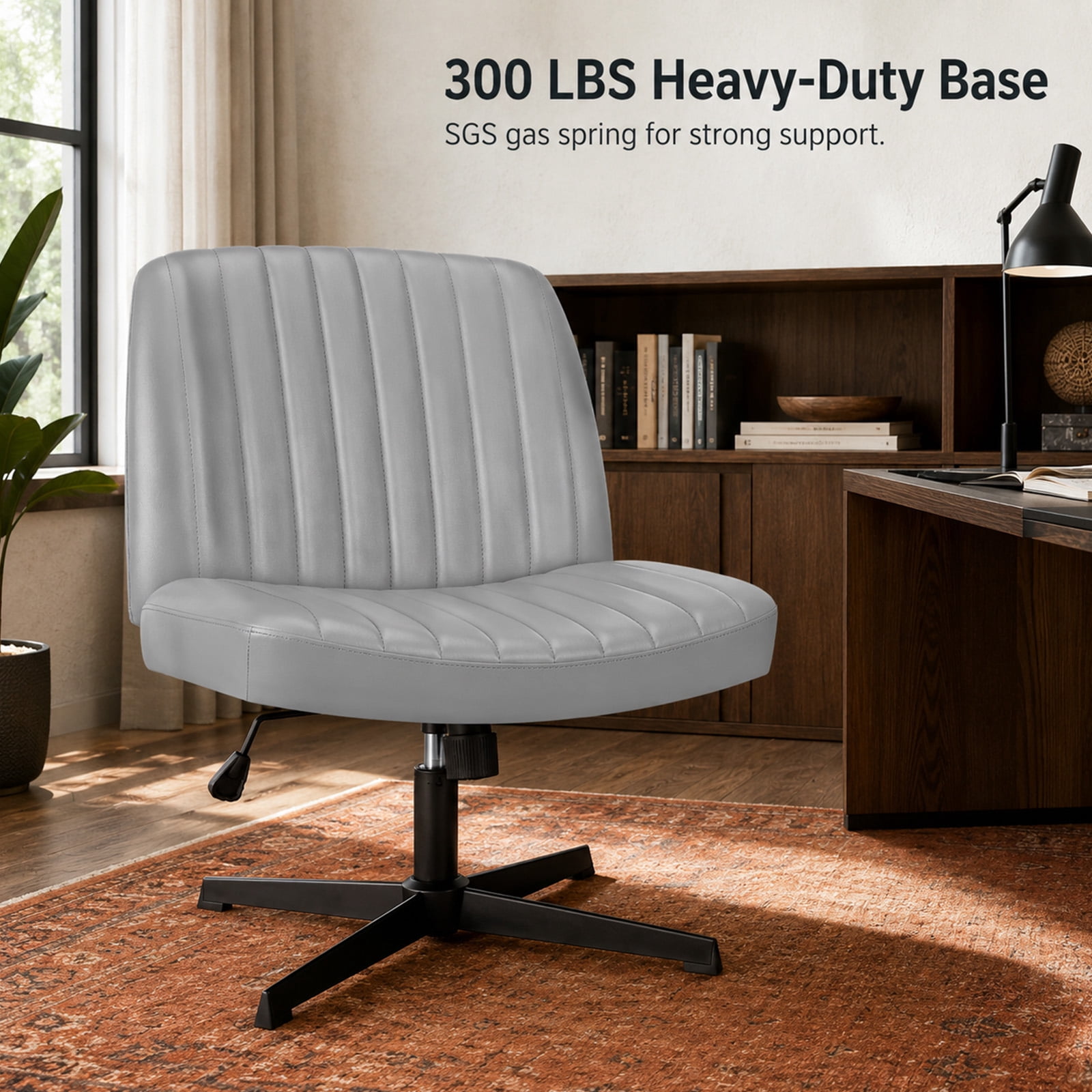 Alvantor Criss Cross Office Chair, No Wheels Armless Swivel, Wide Seat Criss Cross Chair for Home Office & Reading Room