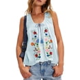 thumbnail image 4 of Women 'S Tie Front Tank Top Y2k Floral Babydoll Crop Vest Going Out Camisole Blouse Shirt Light Blue XS, 4 of 7